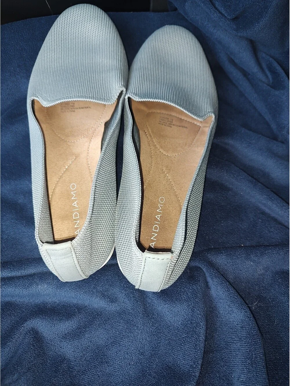 Andiamo Casper Knit Flats, Woven Slip-on Comfort Loafers Light Grey Casual Shoes